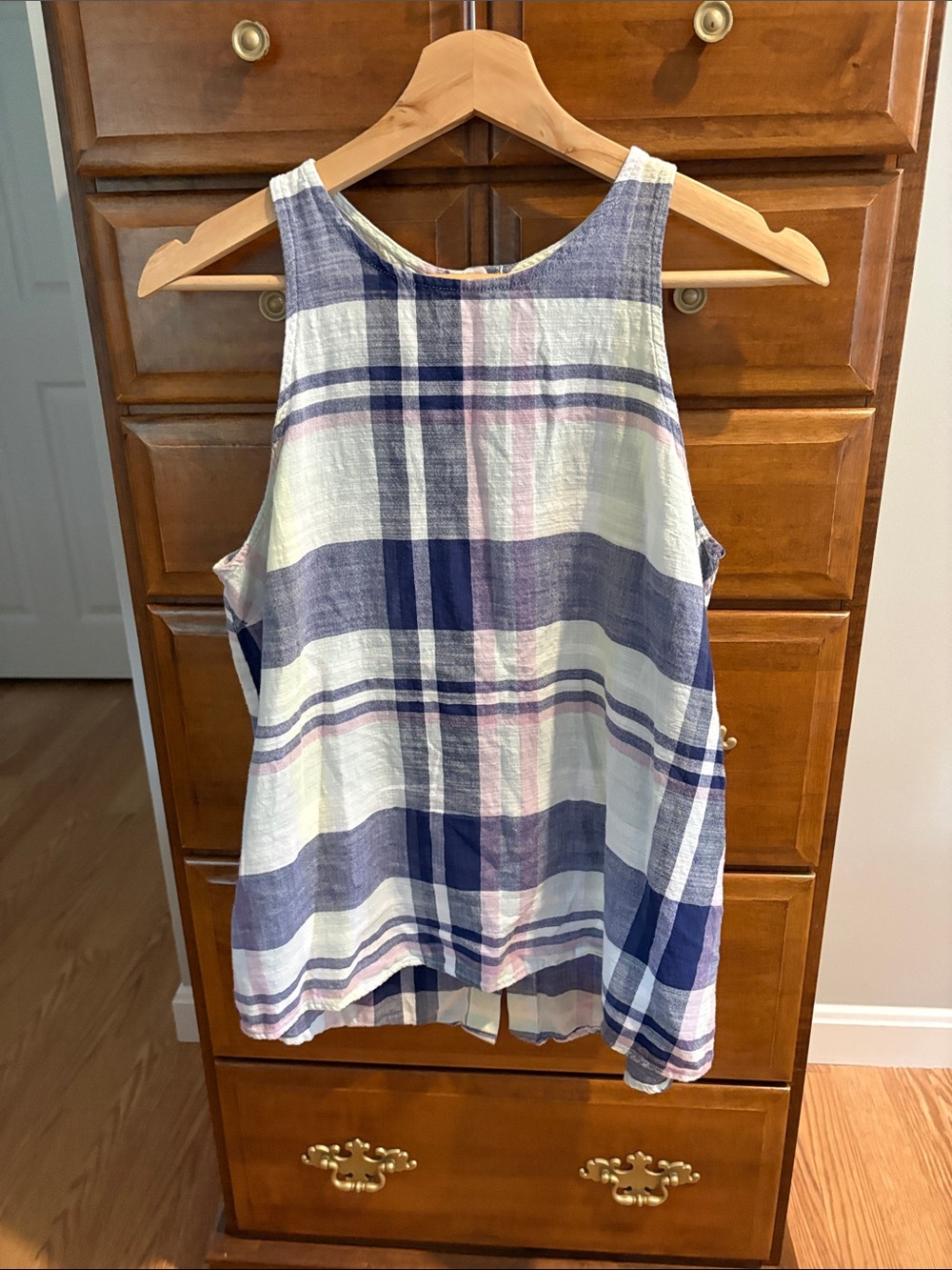 Old Navy Navy, White & Pink Plaid Sleeveless Tank